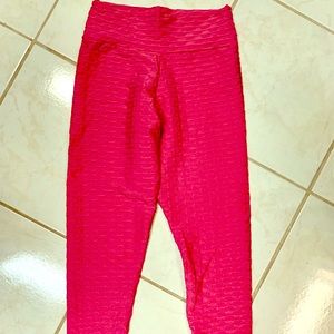 Pink textured Full length athletic leggings